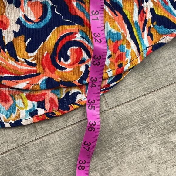 LIZ CLAIBORNE paisley print sleeveless, button front, high low dress. Size PM - Picture 7 of 8